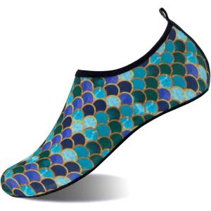 WateLves Womens and Mens Kids Water Shoes Barefoot Quick-Dry Aqua Socks for Beach Swim Surf Yoga Exercise(Black Fishscale)