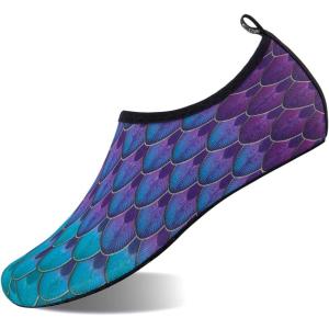 WateLves Womens and Mens Kids Water Shoes Barefoot Quick-Dry Aqua Socks for Beach Swim Surf Yoga Exercise(Blue Fishscale)