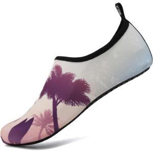 WateLves Womens and Mens Kids Water Shoes Barefoot Quick-Dry Aqua Socks for Beach Swim Surf Yoga Exercise(Coconut Tree)