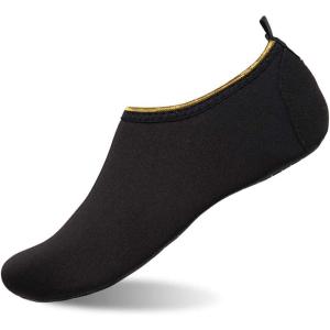 WateLves Womens and Mens Kids Water Shoes Barefoot Quick-Dry Aqua Socks for Beach Swim Surf Yoga Exercise(Gold Edge/Black)