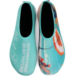 WateLves Womens and Mens Kids Water Shoes Barefoot Quick-Dry Aqua Socks for Beach Swim Surf Yoga Exercise(Green Beach)