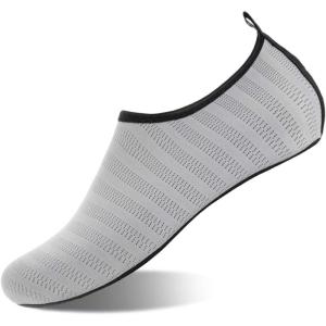 WateLves Womens and Mens Kids Water Shoes Barefoot Quick-Dry Aqua Socks for Beach Swim Surf Yoga Exercise(Light Gray)