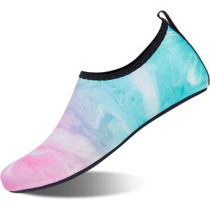 WateLves Womens and Mens Kids Water Shoes Barefoot Quick-Dry Aqua Socks for Beach Swim Surf Yoga Exercise(Pink/Green)