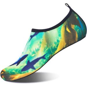 WateLves Womens and Mens Kids Water Shoes Barefoot Quick-Dry Aqua Socks for Beach Swim Surf Yoga Exercise(Shark)
