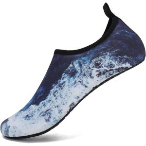 WateLves Womens and Mens Kids Water Shoes Barefoot Quick-Dry Aqua Socks for Beach Swim Surf Yoga Exercise(Waves)