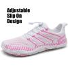 WateLves Barefoot Water Shoes Women Men Anti Slip Wide Toe Breathable Walking Shoes Minimalist Zero Drop Sneakers for Beach Travel Hiking(A-white/Pink)