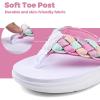 WateLves Girls Flip Flops Non-Slip Casual Thong Sandals Summer Sandal Shoes for Beach Swim Pool (Little Kid/Big Kid)(White-colorful Upper)
