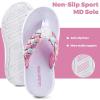 WateLves Girls Flip Flops Non-Slip Casual Thong Sandals Summer Sandal Shoes for Beach Swim Pool (Little Kid/Big Kid)(White-colorful Upper)