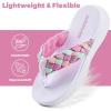 WateLves Girls Flip Flops Non-Slip Casual Thong Sandals Summer Sandal Shoes for Beach Swim Pool (Little Kid/Big Kid)(White-colorful Upper)