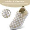 WateLves Toddler Little Kid Wide Barefoot Shoes Boys Girls Minimalist Slip On Sneakers Canvas Walking Shoes Fit Naturally Zero Drop Sole(Dq437/Light Brown Lattice)