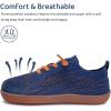 WateLves Toddler Little Kids Wide Barefoot Shoes Boys Girls Minimalist Sneakers Lightweight Breathable Walking Shoes | Naturally Splay | Flexible Fit(Navy/Orange)
