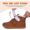 WateLves Toddler Little Kids Wide Barefoot Shoes Boys Girls Winter High Top Minimalist Sneakers Faux Fur Ankle Boots Leather Uniform Dress Shoes Naturally Splay(Fur/Brown)