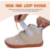 WateLves Toddler Little Kids Wide Barefoot Shoes Boys Girls Winter High Top Minimalist Sneakers Faux Fur Ankle Boots Leather Uniform Dress Shoes Naturally Splay(Fur/Beige)