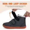 WateLves Toddler Little Kids Wide Barefoot Shoes Boys Girls Winter High Top Minimalist Sneakers Faux Fur Ankle Boots Leather Uniform Dress Shoes Naturally Splay(Fur/Dark Gray)