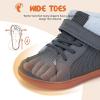 WateLves Toddler Little Kids Wide Barefoot Shoes Boys Girls Winter High Top Minimalist Sneakers Faux Fur Ankle Boots Warm Walking Shoes for Indoor Outdoor | Naturally Splay | Flexible Fit(Fur/Dark Gray)