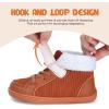WateLves Toddler Little Kids Wide Barefoot Shoes Boys Girls Winter High Top Minimalist Sneakers Faux Fur Ankle Boots Warm Walking Shoes for Indoor Outdoor | Naturally Splay | Flexible Fit(Fur/Brown)