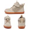 WateLves Toddler Little Kids Wide Barefoot Shoes Girls Boys Boots Breathable High Top Adjustable Strap Sneakers Lightweight Sport Athletic Zero Drop(Beige)
