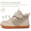 WateLves Toddler Little Kids Wide Barefoot Shoes Girls Boys Boots Breathable High Top Adjustable Strap Sneakers Lightweight Sport Athletic Zero Drop(Beige)