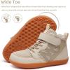 WateLves Toddler Little Kids Wide Barefoot Shoes Girls Boys Boots Breathable High Top Adjustable Strap Sneakers Lightweight Sport Athletic Zero Drop(Beige)