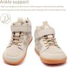 WateLves Toddler Little Kids Wide Barefoot Shoes Girls Boys Boots Breathable High Top Adjustable Strap Sneakers Lightweight Sport Athletic Zero Drop(Beige)