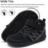 WateLves Toddler Little Kids Wide Barefoot Shoes Girls Boys Boots Breathable High Top Adjustable Strap Sneakers Lightweight Sport Athletic Zero Drop(Black)