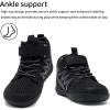 WateLves Toddler Little Kids Wide Barefoot Shoes Girls Boys Boots Breathable High Top Adjustable Strap Sneakers Lightweight Sport Athletic Zero Drop(Black)