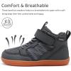 WateLves Toddler Little Kids Wide Barefoot Shoes Girls Boys Boots Breathable High Top Adjustable Strap Sneakers Lightweight Sport Athletic Zero Drop(Dark Gray)