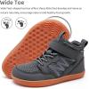 WateLves Toddler Little Kids Wide Barefoot Shoes Girls Boys Boots Breathable High Top Adjustable Strap Sneakers Lightweight Sport Athletic Zero Drop(Dark Gray)
