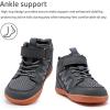 WateLves Toddler Little Kids Wide Barefoot Shoes Girls Boys Boots Breathable High Top Adjustable Strap Sneakers Lightweight Sport Athletic Zero Drop(Dark Gray)