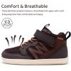 WateLves Toddler Little Kids Wide Barefoot Shoes Girls Boys Boots Breathable High Top Adjustable Strap Sneakers Lightweight Sport Athletic Zero Drop(Dark Brown)