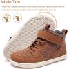 WateLves Toddler Little Kids Wide Barefoot Shoes Girls Boys Boots Breathable High Top Adjustable Strap Sneakers Lightweight Sport Athletic Zero Drop(Light Brown)