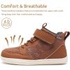 WateLves Toddler Little Kids Wide Barefoot Shoes Girls Boys Boots Breathable High Top Adjustable Strap Sneakers Lightweight Sport Athletic Zero Drop(Light Brown)