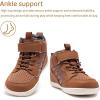 WateLves Toddler Little Kids Wide Barefoot Shoes Girls Boys Boots Breathable High Top Adjustable Strap Sneakers Lightweight Sport Athletic Zero Drop(Light Brown)