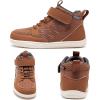 WateLves Toddler Little Kids Wide Barefoot Shoes Girls Boys Boots Breathable High Top Adjustable Strap Sneakers Lightweight Sport Athletic Zero Drop(Light Brown)