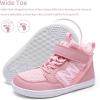 WateLves Toddler Little Kids Wide Barefoot Shoes Girls Boys Boots Breathable High Top Adjustable Strap Sneakers Lightweight Sport Athletic Zero Drop(Pink)