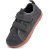 WateLves Toddler Little Kids Wide Barefoot Shoes The First Walking Shoes Girls Boys Breathable Zero Drop Minimalist Sneakers with Wide Toe Box Natural to Grow (Classic Grey, 26)