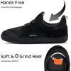 WateLves Toddler Little/Big Kid Wide Barefoot Shoes Boys Girls Minimalist Sneakers Splay Naturally Lightweight Breathable Running Tennis Shoes(Black)