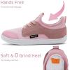 WateLves Toddler Little/Big Kid Wide Barefoot Shoes Boys Girls Minimalist Sneakers Splay Naturally Lightweight Breathable Running Tennis Shoes(Pink)