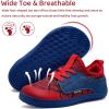 WateLves Toddler Little/Big Kid Wide Barefoot Shoes Boys Girls Minimalist Sneakers Splay Naturally Lightweight Breathable Running Tennis Shoes(Red Blue)