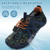 WateLves Toddler/Little/Big/Kid Water Shoes Wide Barefoot Aqua Athletic Sneakers Girls Boys Hiking Beach Swim Fast Dry Shoes Built-in Heel Grips(Navy Dinosaur)