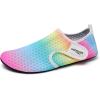 WateLves Water Shoes for Women Men Swim Beach Aqua Socks Quick Dry Barefoot House Slippers Travel Shoes with Adjustable Magic Tape for Pool Diving Boating Yoga Surf(B-colorful)