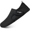 WateLves Water Shoes for Women Men Swim Beach Aqua Socks Quick Dry Barefoot House Slippers Travel Shoes with Adjustable Magic Tape for Pool Diving Boating Yoga Surf(B-black)
