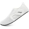 WateLves Water Shoes for Women Men Swim Beach Aqua Socks Quick Dry Barefoot House Slippers Travel Shoes with Adjustable Magic Tape for Pool Diving Boating Yoga Surf(A-white)