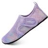 WateLves Water Shoes for Women Men Swim Beach Aqua Socks Quick Dry Barefoot House Slippers Travel Shoes with Adjustable Magic Tape for Pool Diving Boating Yoga Surf(B-scale Purple)