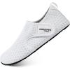 WateLves Water Shoes for Women Men Swim Beach Aqua Socks Quick Dry Barefoot House Slippers Travel Shoes with Adjustable Magic Tape for Pool Diving Boating Yoga Surf(B-white)