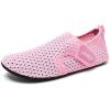 WateLves Water Shoes for Women Men Swim Beach Aqua Socks Quick Dry Barefoot House Slippers Travel Shoes with Adjustable Magic Tape for Pool Diving Boating Yoga Surf(A-pink)