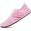WateLves Water Shoes for Women Men Swim Beach Aqua Socks Quick Dry Barefoot House Slippers Travel Shoes with Adjustable Magic Tape for Pool Diving Boating Yoga Surf(A-pink)