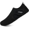 WateLves Water Shoes for Women Men Swim Beach Aqua Socks Quick Dry Barefoot House Slippers Travel Shoes with Adjustable Magic Tape for Pool Diving Boating Yoga Surf(A-black)