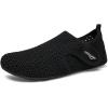 WateLves Water Shoes for Women Men Swim Beach Aqua Socks Quick Dry Barefoot House Slippers Travel Shoes with Adjustable Magic Tape for Pool Diving Boating Yoga Surf(A-black)