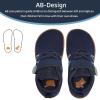 WateLves Wide Toddler Barefoot Shoes Little Kids Boys Girls Walking Tennis Sneakers with Breathable Mesh Zero Drop Sole Adjustable Strap(Dark Blue)